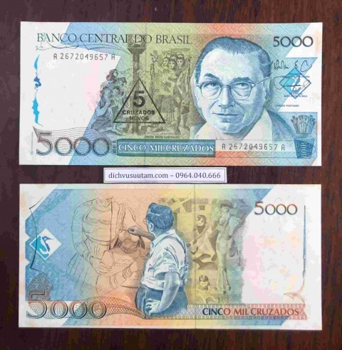 Tiền Brazil 5000 Cruzados 1989