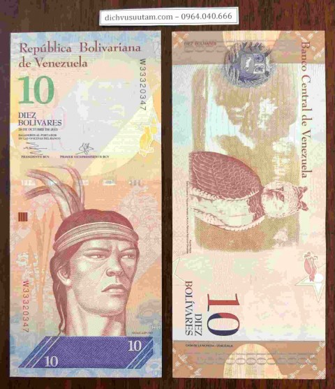 Tiền lạm phát Venezuela 10 Bolivares con cú mèo
