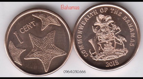 Đồng xu Bahamas 1 cent ngôi sao 17mm