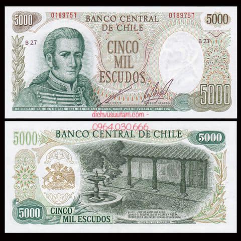 Tiền xưa Chile 5000 escudos 1967