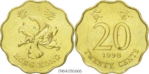 Đồng xu HongKong 20 Cents 19mm