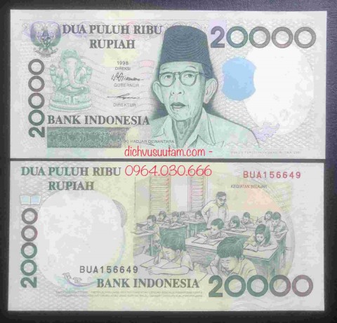 Tiền Indonesia 20000 rupiah 1998