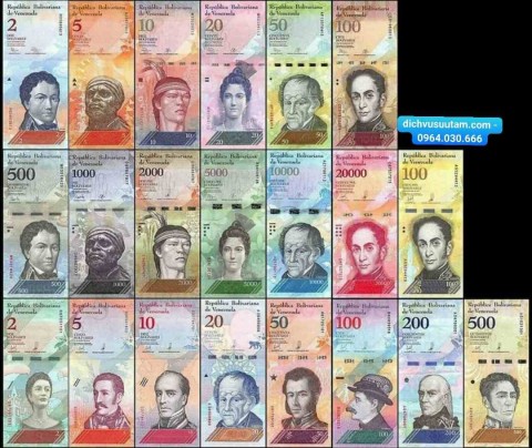 Bộ tiền lạm phát Venezuela 21 tờ, bộ tiền đẹp nhất thế giới