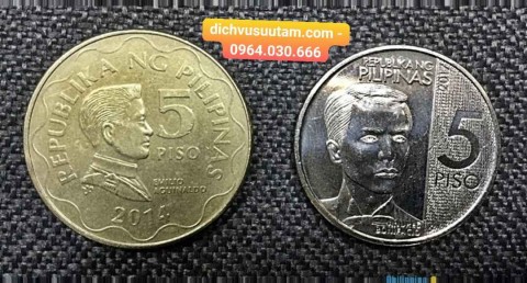 Xu Philippines combo 2 viên 5 Pesos khác nhau