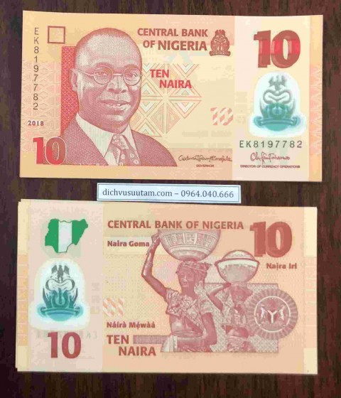 Tiền Nigeria 10 Naira Polymer