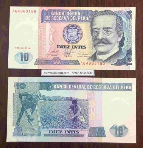 Tiền Peru 10 Intis 1987