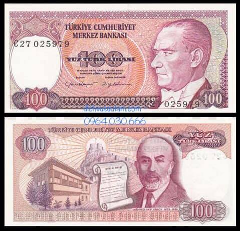 Tiền xưa Thổ Nhĩ Kỳ 100 lire