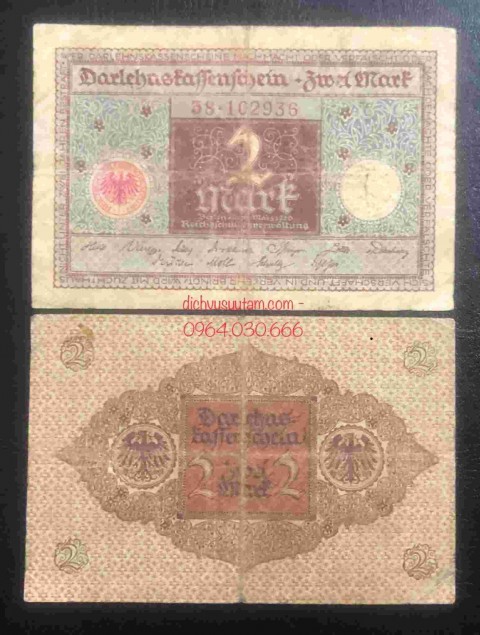 Tiền cổ Đức 2 mark 1920, hơn 100 năm sưu tầm