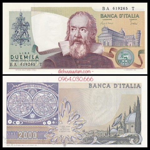 Tiền xưa Cộng hòa Ý 2000 lire