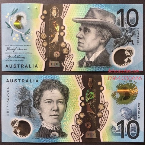 Tiền Australia 10 dollars polymer