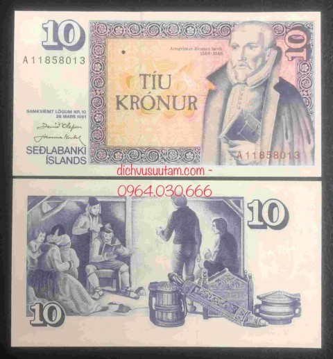 Tiền Băng đảo Iceland 10 kronur