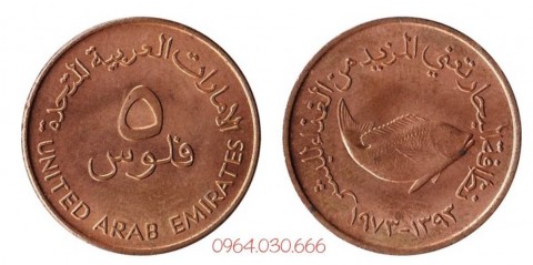 Đồng xu UAE 5 Fils, các tiểu vương quốc Ả Rập Thống Nhất 22mm