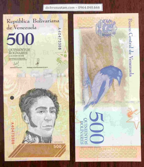 Tiền lạm phát Venezuela 500 Bolivares con chim