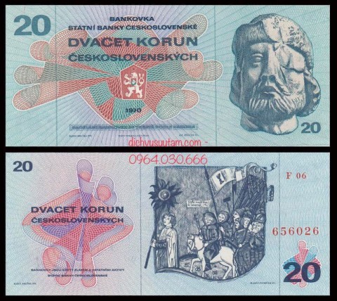 Tiền xưa Tiệp Khắc 20 korun 1970