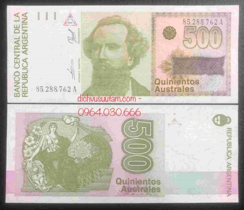 Tiền Argentina 500 australes