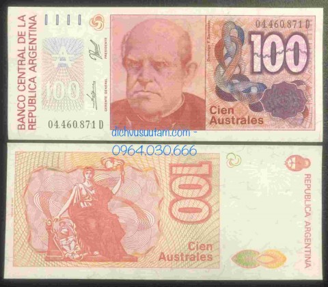 Tiền Argentina 100 australes