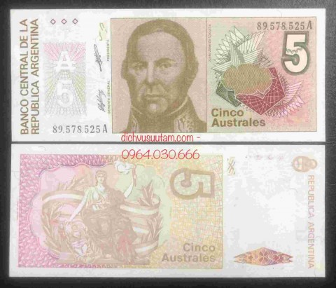 Tiền Argentina 5 australes