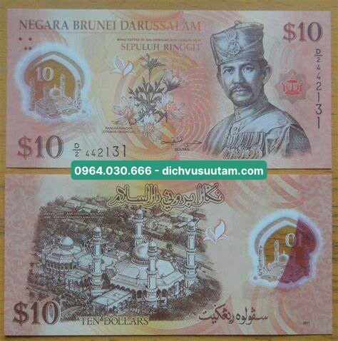 Tiền Brunei 10 dollars polymer phiên bản mới