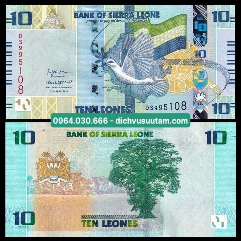 Tiền Sierra Leone 10 leones mới phát hành