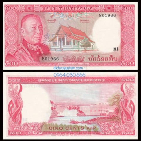 Tiền xưa Lào 500 kip 1974