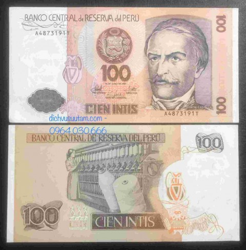 Tiền Peru 100 intis