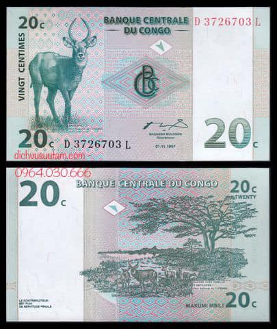 Tiền xưa Congo 20 centimes