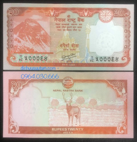 Tiền Nepal 20 rupees con hươu