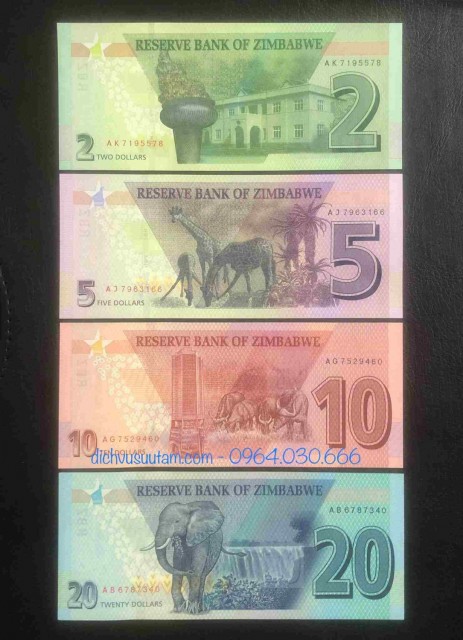 Bộ 4 tờ tiền phiên bản mới của Zimbabwe