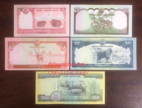 Bộ tiền 5 con thú khác nhau của Nepal