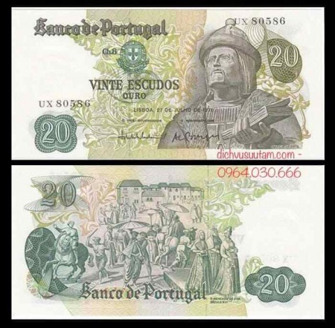 Tờ 20 escudos 1971 của Bồ Đào Nha sưu tầm