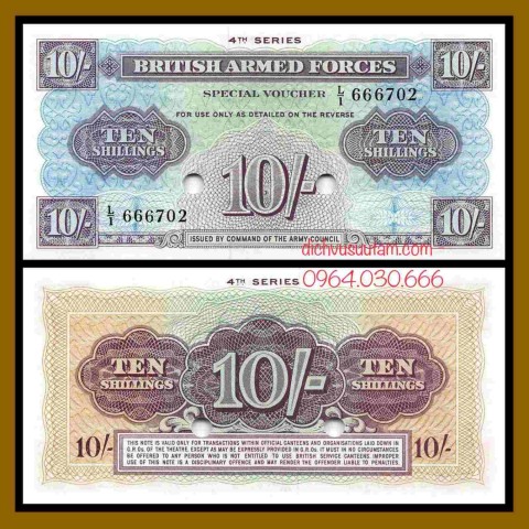 Tiền Quân đội Hoàng gia Anh sử dụng 10 shillings