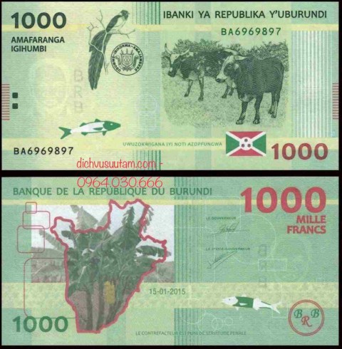 Tiền Cộng hòa Burundi 1000 francs