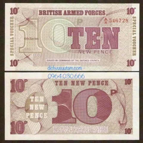 Tờ 10 pence Quân đội Hoàng gia Anh sử dụng tại thuộc địa