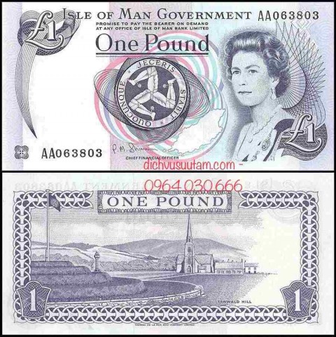 Tiền đảo Man 1 bảng Nữ hoàng Elizabeth II