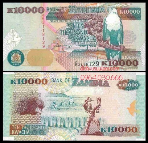 Tiền châu Phi Zambia 10.000 kwacha