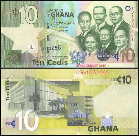 Tiền Cộng hòa Ghana 10 cedis 2015