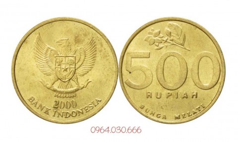 Đồng xu Indonesia 500 Rupiah phiên bản cũ 24mm