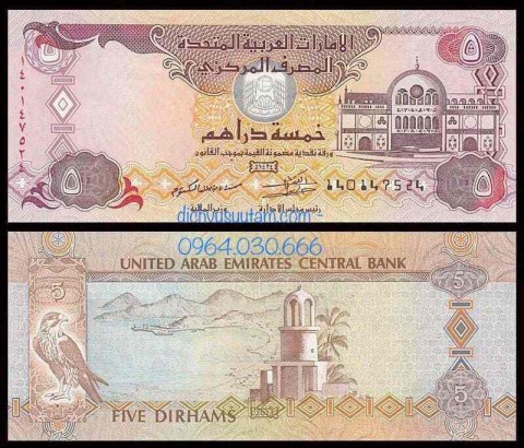 Tiền các tiểu vương quốc Ả Rập 5 dirhams
