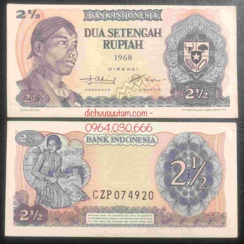 Tiền xưa Indonesia 2.5 rupiah 1968, mệnh giá lạ
