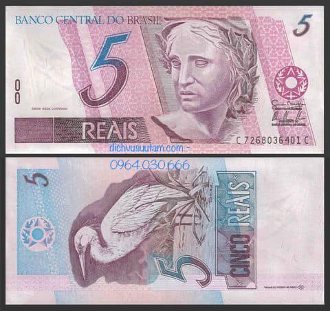 Tiền Brazil 5 reais sưu tầm