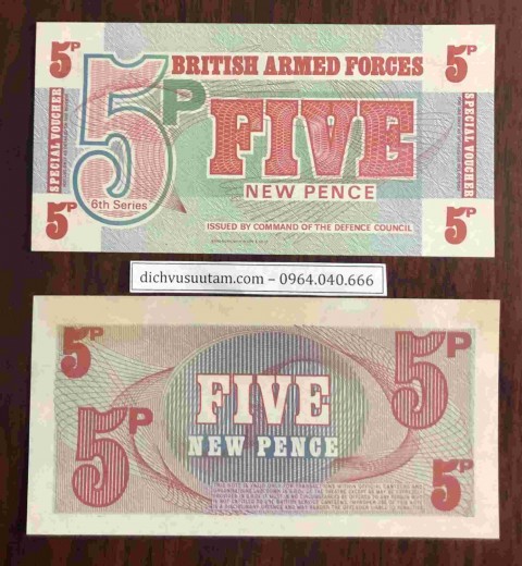 Tiền Quân đội Anh sử dụng 5 Pence
