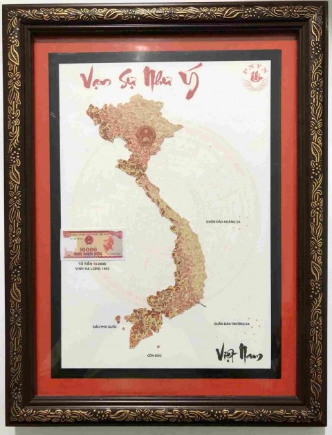 [Bản đồ VN] VẠN SỰ NHƯ Ý ghép thủ công từ tờ 10000 đồng 1993