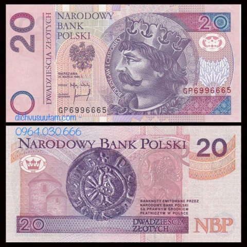 Tiền Ba Lan 20 zlotych sưu tầm