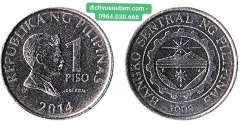 Đồng xu Philippines 1 peso phiên bản cũ 24 mm