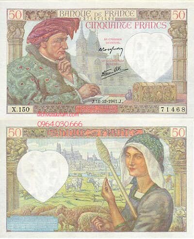 Tiền xưa Pháp 50 francs giai đoạn 193x - 194x