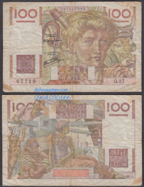 Tiền xưa Pháp 100 francs giai đoạn 194x - 195x