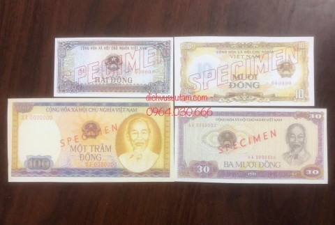 Bộ 4 tờ tiền SPECIMEN Việt Nam 1980-1981 COPY