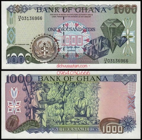 Tiền xưa Cộng hòa Ghana 1000 cedis