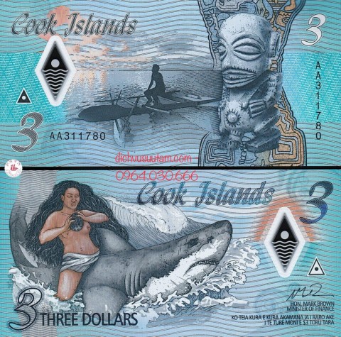 Tiền Polymer quẩn đảo Cook Island mệnh giá lẻ 3 dollars mới ra, hình ảnh phụ nữ Nude lạ