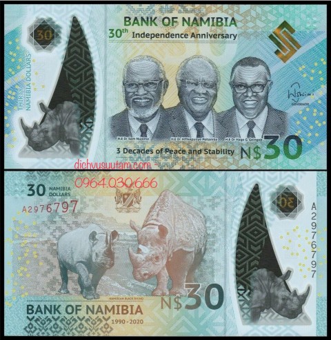 Tiền Namibia 30 dollars polymer, kỷ niệm 30 năm thành lập